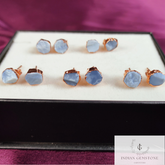 Rough Blue Opal Stud Earrings, Rose Gold Plated Earring, Opal Gemstone Stud Earrings, Raw Blue Opal Earrings, Boho Jewelry,